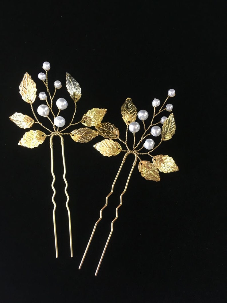 Bridal hair accessory leaf hair pin leaf hair piece bridal Etsy