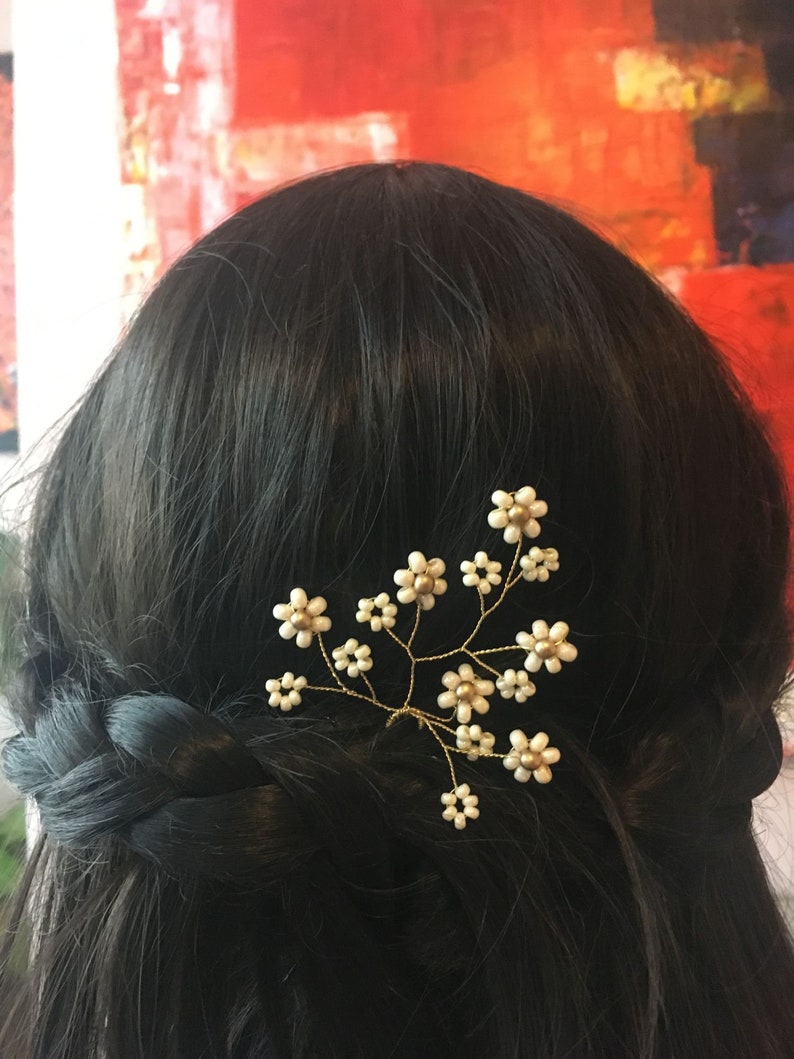 Wedding hair pin floral hair piece daisy headpiece bridesmaid Etsy