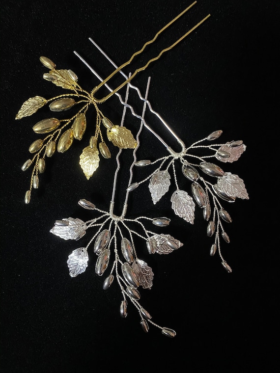 Bridal hair accessory leaf hairpiece leaf hairpin bridesmaids gift Prom First communion adornment