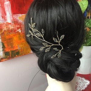 Hair Vine Golden Leaf: Bridal Headpiece, Mother of Groom Gift, Fall wedding Autumn event