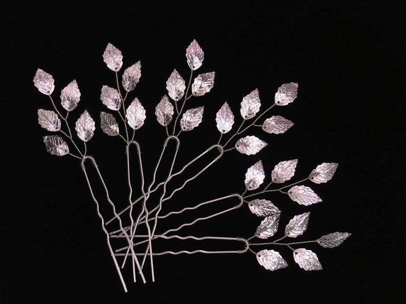 Bridal hair pin hair adornment leaf branch hair piece leaf headpiece leaf hair pin with leaves branch hair piece Prom hair accessory wedding image 9