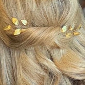 Bridal hair pin hair adornment leaf branch hair piece leaf headpiece leaf hair pin with leaves branch hair piece Prom hair accessory wedding Gold