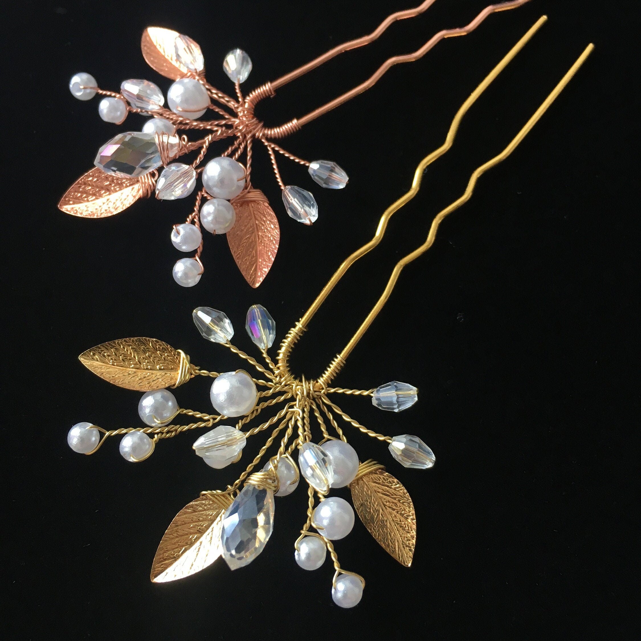 Bridal hair pin wedding pearl hair piece bridesmaid gift leaf Etsy