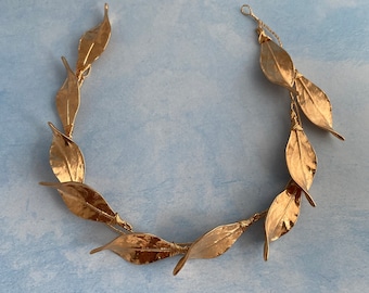 Greek Goddess hair vine bridal leaf headpiece gold bridal headband laurel leaf tiara gold leaf head piece gold Prom hair accessory Grecian