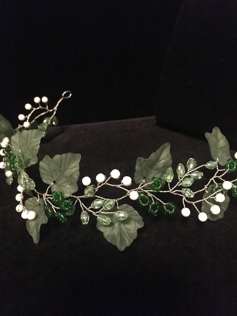 Bridal Hair Vine Green Hair Piece Wedding Headband Leaf Tiara Etsy