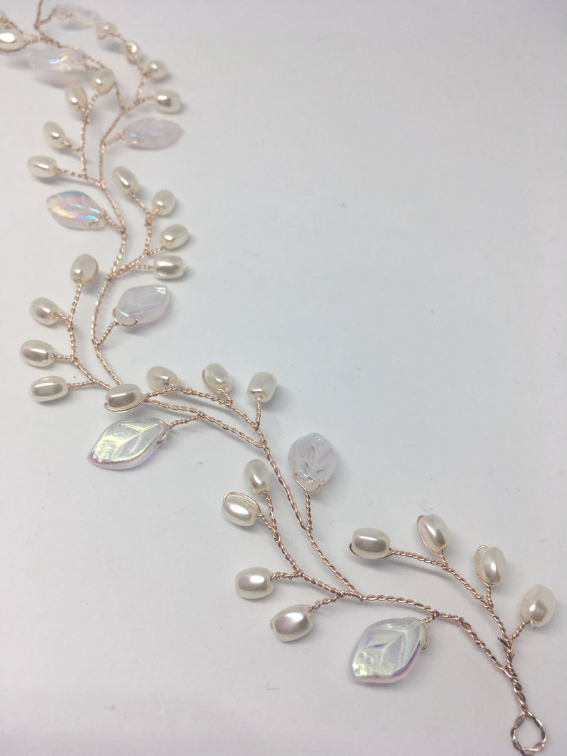 Bridal Hair Piece Leaf Hair Vine Wedding Headband Bridal Pearl Etsy