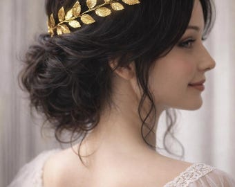 Leaf Tiara, Hair adornment with leaves, Wedding hair accessory, Prom crown, Summer gift