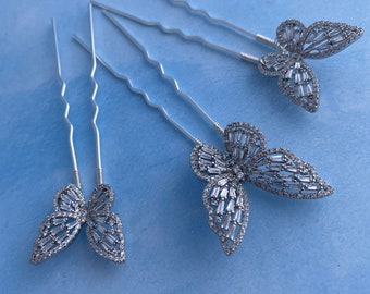 30 Stück Strass-Schmetterling-Haarnadeln – U-Form, Kristall-verziert, Für Hochzeit, Braut & Täglichen Styling