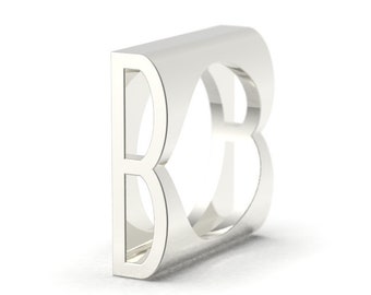 Letter B Monogram Initial Ring