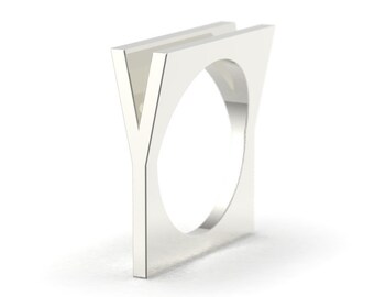 Letter Y Monogram Signet Initial Ring