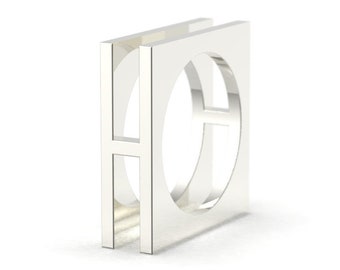 Letter H Monogram   Initial Ring