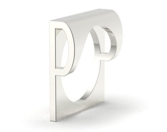 Letter P Monogram   Initial Ring