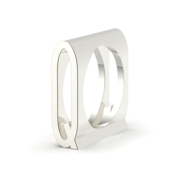 Letter Q Monogram   Initial Ring