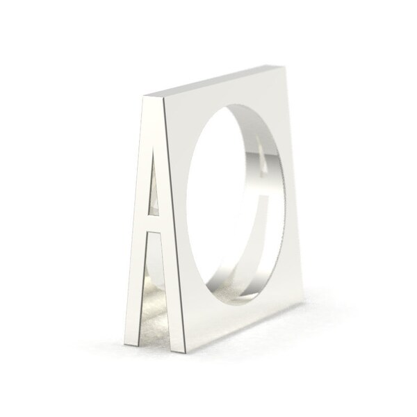 Letter A Monogram Signet Initial Ring
