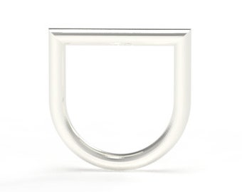Unisex reversable squared wedding band ring silver brushed.