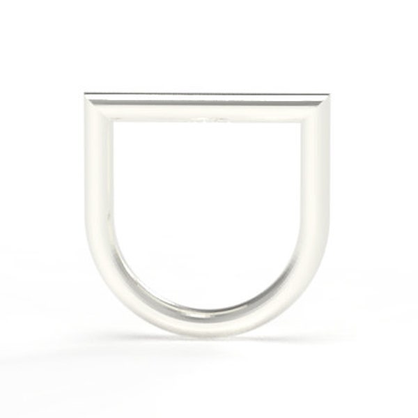 Unisex reversable squared wedding band ring silver brushed.