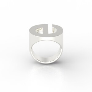 Custom Monogram Signet Letter Initial Ring Helvetica image 5