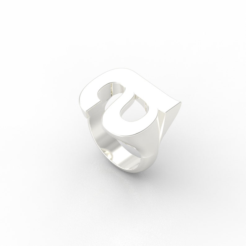 Custom Monogram Signet Letter Initial Ring Helvetica image 4