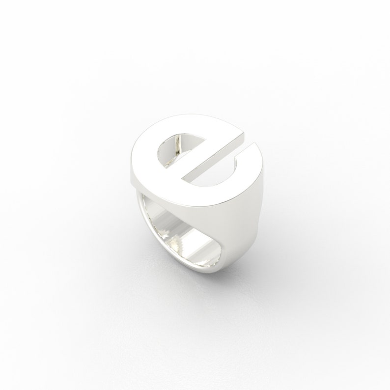 Custom Monogram Signet Letter Initial Ring Helvetica image 6