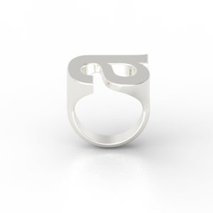 Custom Monogram Signet Letter Initial Ring Helvetica image 3