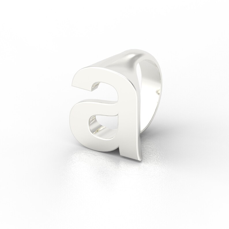 Custom Monogram Signet Letter Initial Ring Helvetica image 2