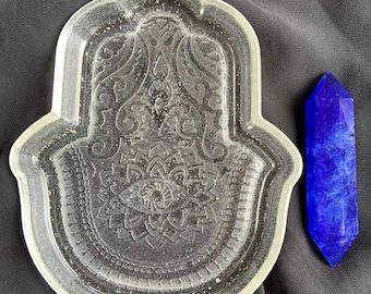 Hamsa Hand Tray (clear with sparkle glitter)