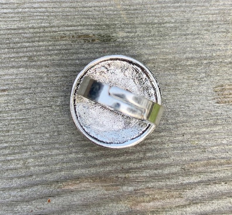 Handcrafted Silver Acrylic Pour Art Adjustable Ring