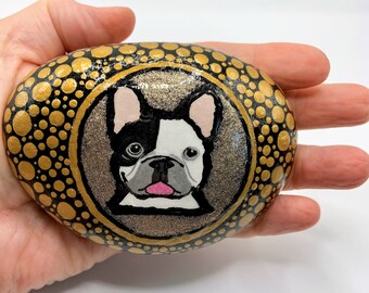 Medium Size Hand-Painted with Resin Boston Terrier Stone