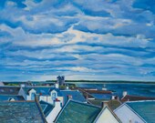 Oil Painting Sky over the Tay Scottish Landscape Castle Home Decor Wall Decor Wall Hanging Art 38X45.5 cm