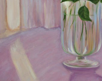 花瓶の中のバラ オリジナル油絵 花の静物画 コレクター向け