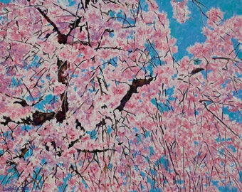 Cherry Blossom Original Oil Painting Floral Spring Fresh Bloom Collectible Art 60x70cm