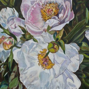 Peonies Original Oil Painting Floral Collectible Art 40x80cm image 4