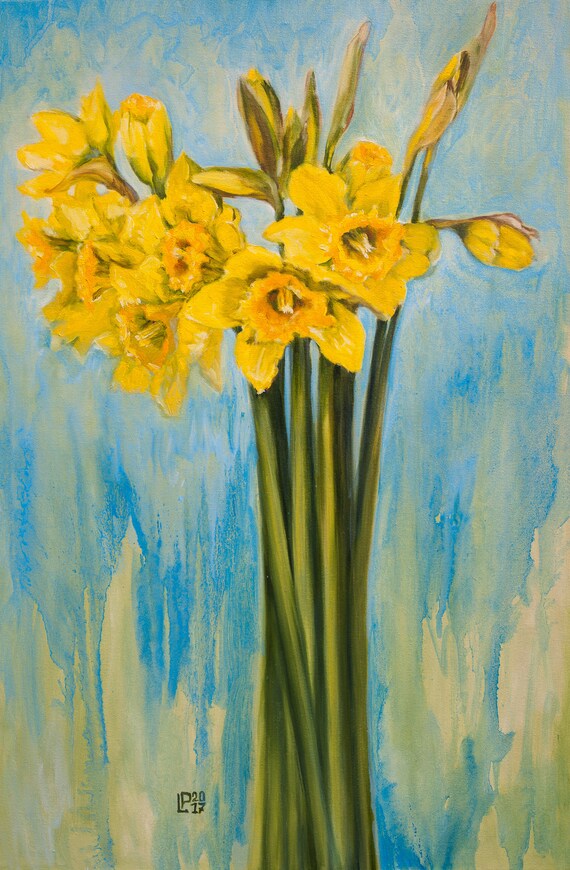 アイドル Daffodils Daffodils Original Oil Painting Spring Floral Collectible