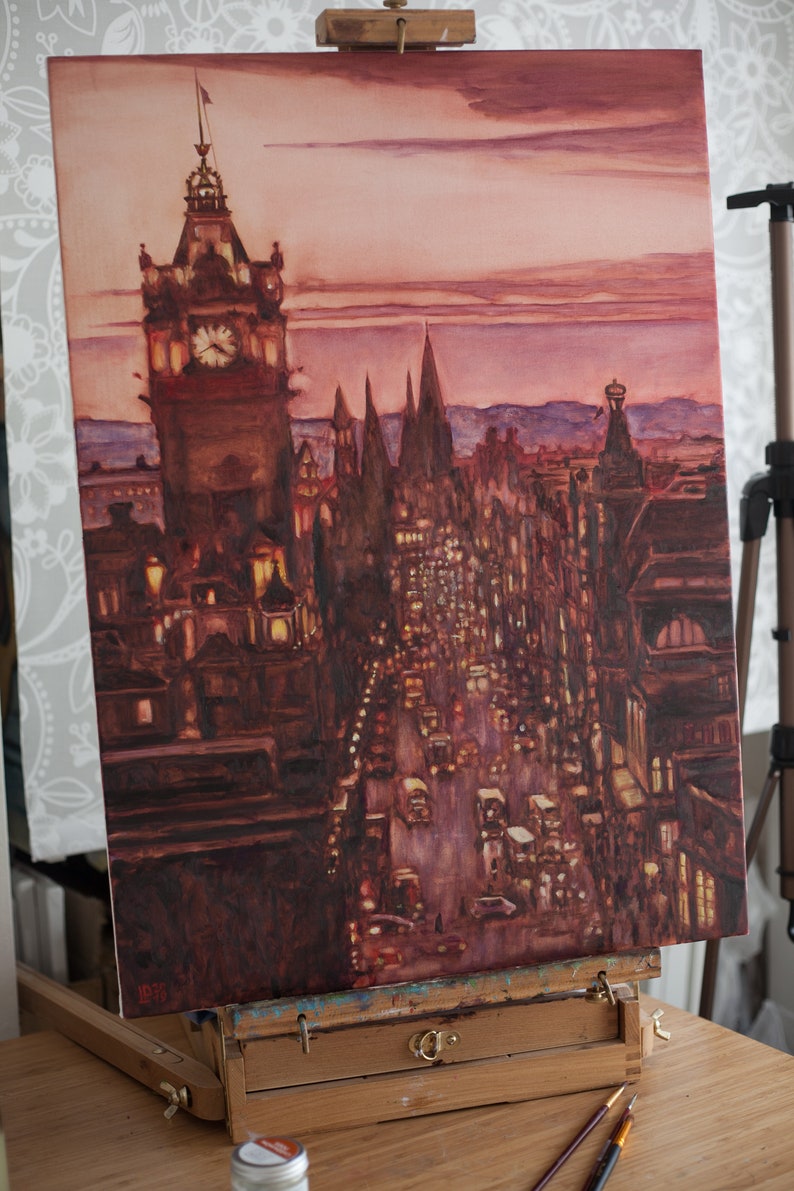 Oil Painting Old Edinburgh Original Artwork Collectible Art Etsy UK