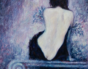 Twilight Woman Original Oil Painting Figurative Collectible Art 24"x24"