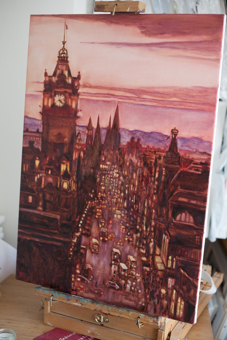Oil Painting Old Edinburgh Original Artwork Collectible Art Etsy