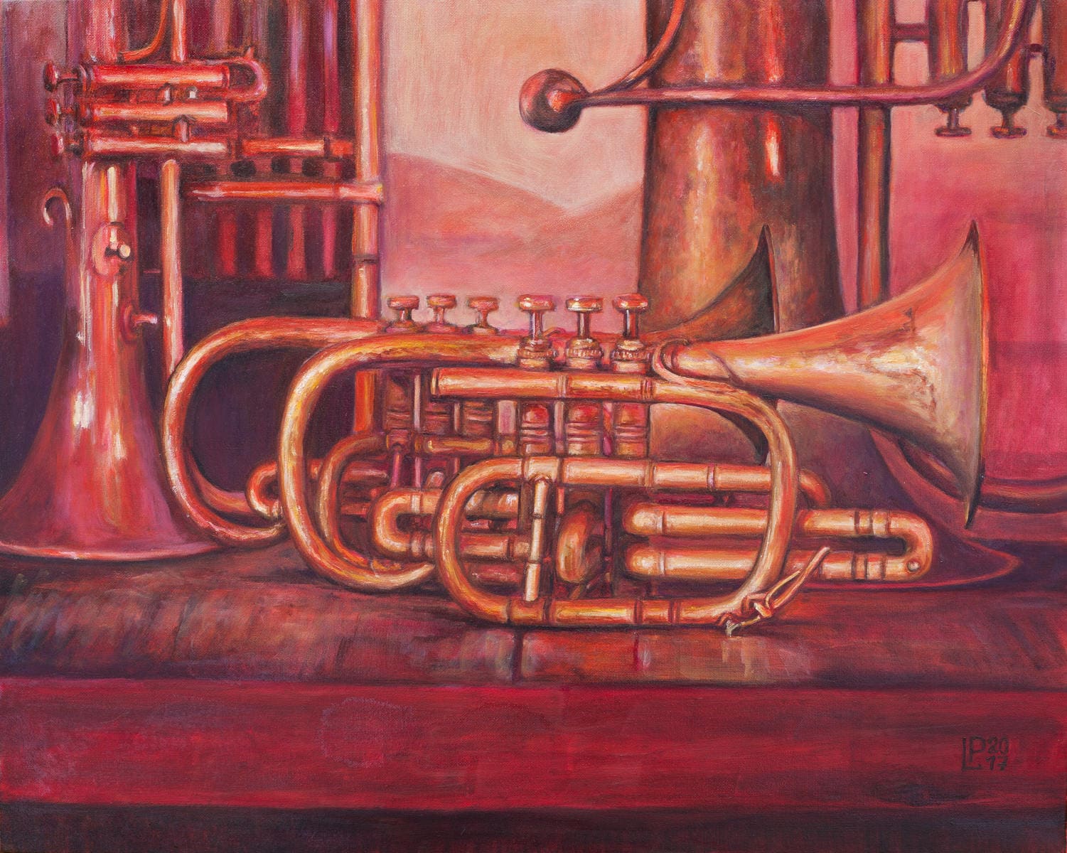 Oil Painting Trumpets Original Artwork Home Decor Wall Decor Etsy