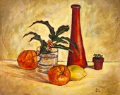 Still Life with Oranges Original Oil Painting Collectible Art 45×38 cm