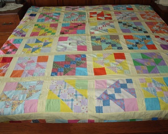 Vintage Cutter Top Quilt-Vintage Fabric-Cutter Top-Vintage Quilt Top-Hand Pieced Coverlet-Machine Sewn Quilt Top-Cutter Coverlet