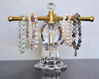 Charming Petite 3 Arm Glass Bracelet Display-Brass Arm Jewelry Holder-Brass Bracelet Stand-Glass Jewelry Store Display- Bracelet Organizer