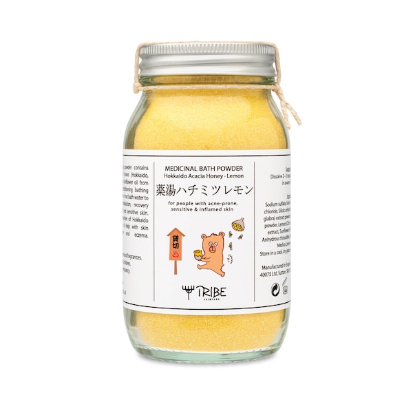 Japanese Bath Powder with Hokkaido Acacia Honey & Lemon for people with acne-prone, sensitive and inflamed skin
