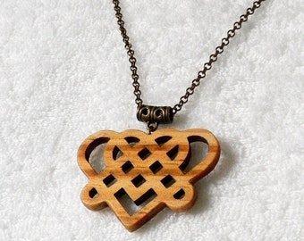 Celtic heart pendant in solid fir wood