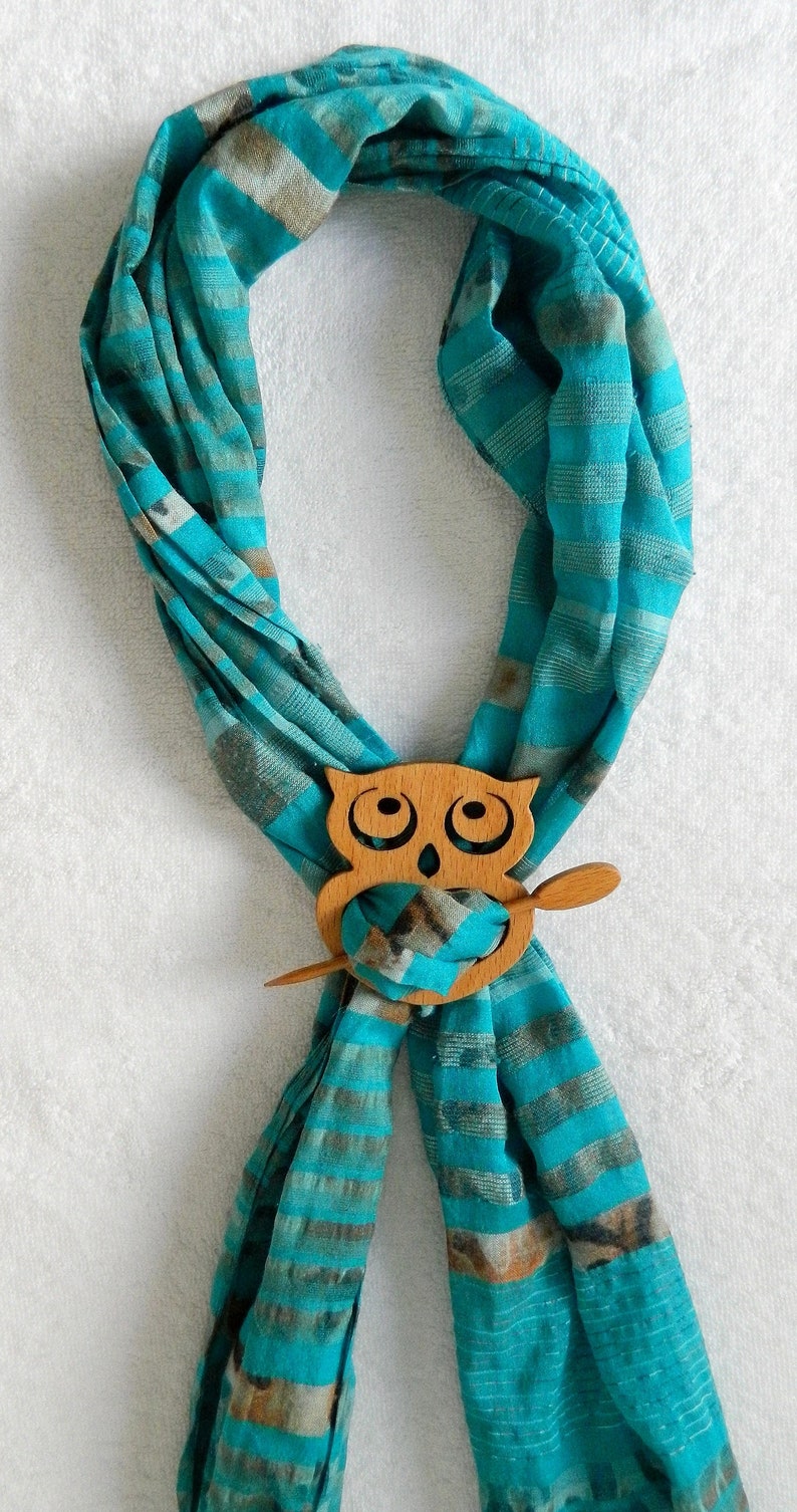 Solid wood owl Shawl Pin ,scarf,sweater image 6