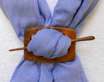 Olive wood brooch for scarves, silk scarves, woolen garments, hair etc.