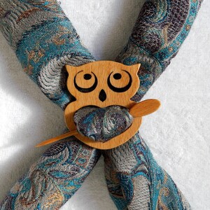 Solid wood owl Shawl Pin ,scarf,sweater image 7
