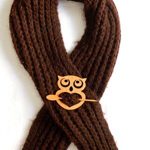 Solid wood owl Shawl Pin ,scarf,sweater image 5