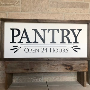 Pantry sign, framed wooden sign, kitchen wall decor