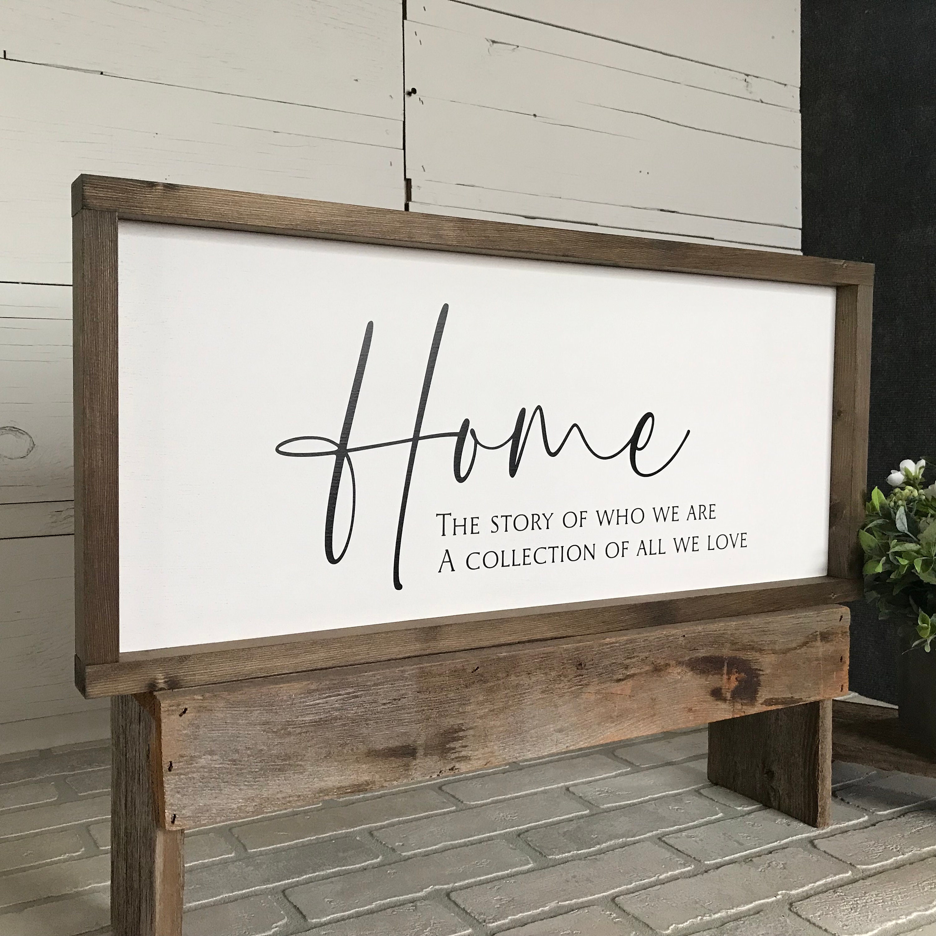 Framed Wooden Home Sign: Modern Farmhouse Wall Decor - Etsy
