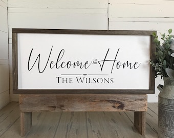 Personalized Welcome to Our Home Family Name Framed Wooden Sign
