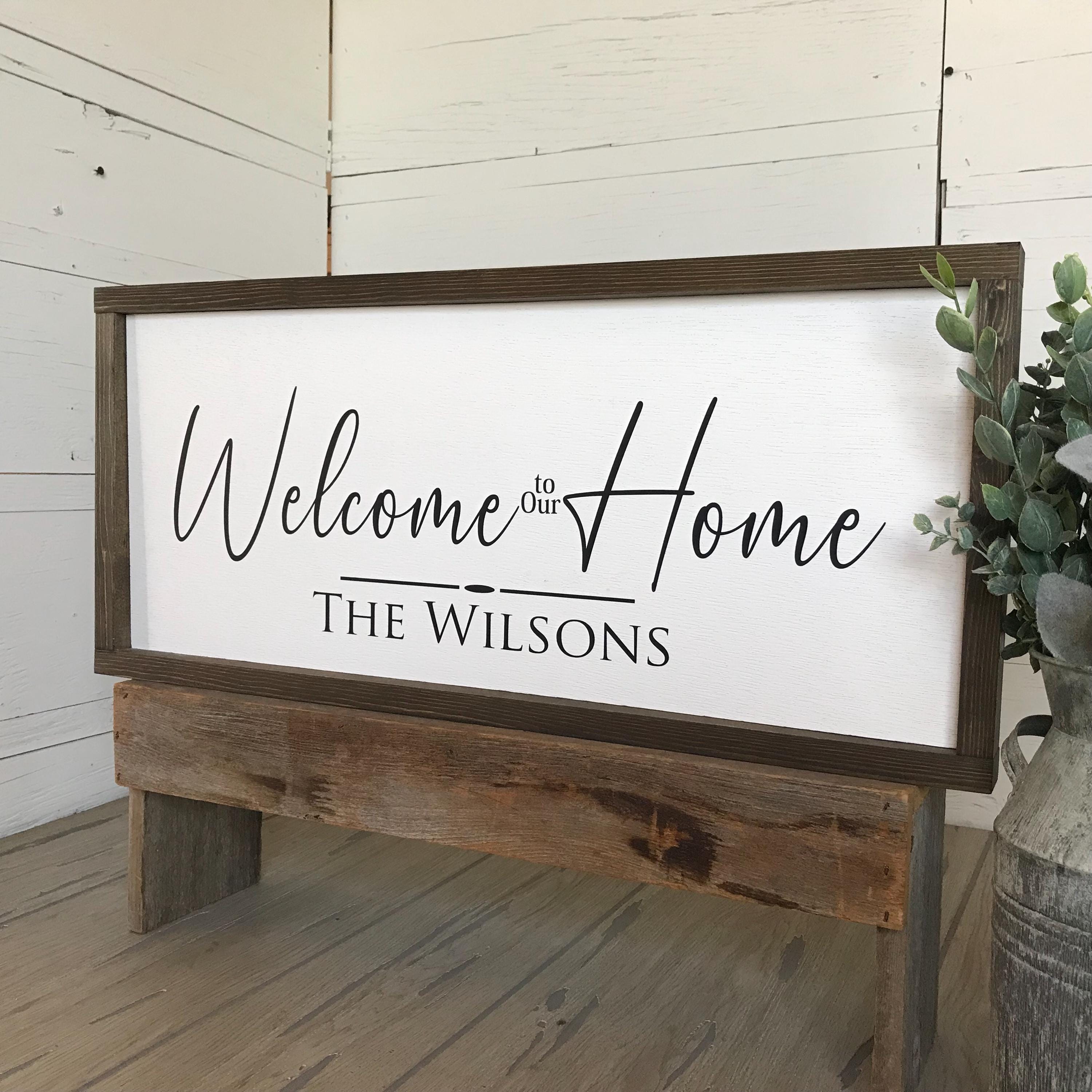 Personalized Welcome to Our Home Family Name Framed Wooden Sign - Etsy